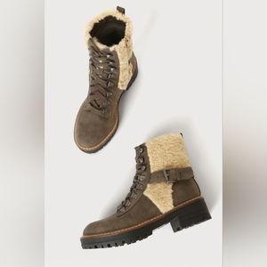 Anthropologie Brown and Cream Ankle Boots